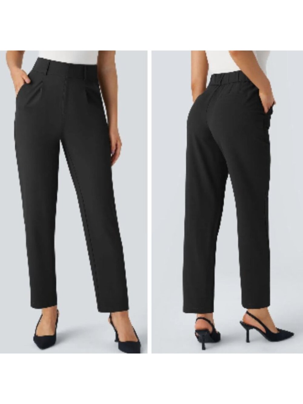 Halara Tapered Pleated Dress Pant XL Black High Waisted Trousers Minimalist Work